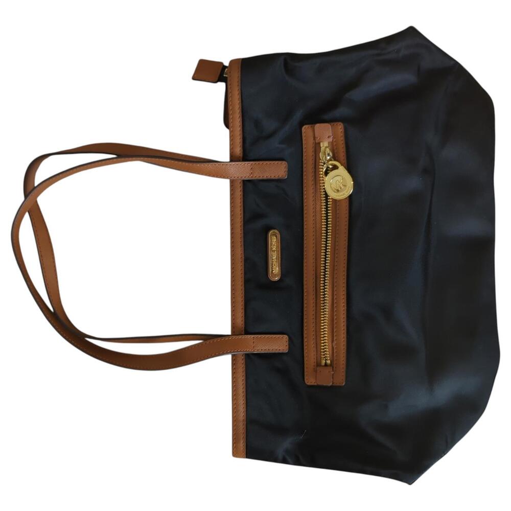 Michael Kors Kempton Black Nylon Tote Leather Edging Lock‎ Accent Gold Hardware